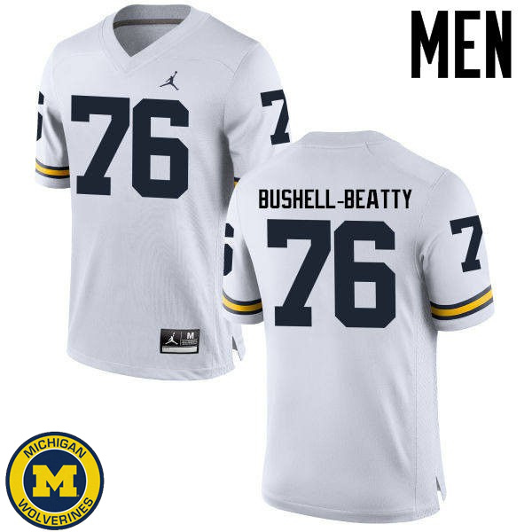 Mens Michigan Wolverines #76 Juwann Bushell-Beatty White University Jersey